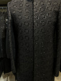Majestic All-Front Hand-Embroidered Black Sherwani