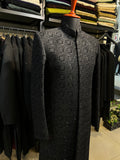 Majestic All-Front Hand-Embroidered Black Sherwani