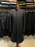 Majestic All-Front Hand-Embroidered Black Sherwani
