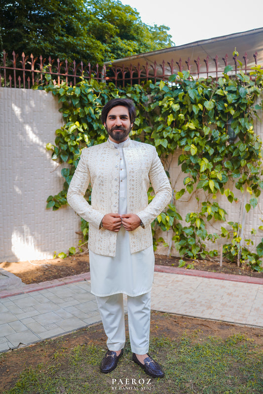 PREMIUM OFFWHITE DESIGNER PRINCE COAT