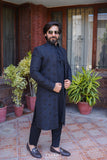 Black Front Open Sherwani