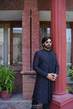 Black Front Open Sherwani