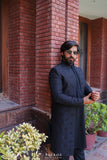 Black Front Open Sherwani
