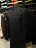 Majestic All-Front Hand-Embroidered Black Sherwani