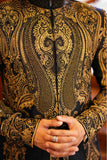 Majestic Black And Gold Heavily Embroidered Sherwani