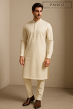 Classic Cream Kurta Pajama with Matching Waistcoat – Premium 3-Piece Formal Set for Men