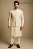 Classic Cream Kurta Pajama with Matching Waistcoat – Premium 3-Piece Formal Set for Men