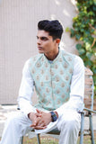 Mint GREEN Hand Embroidery WAISTCOAT( WEDDING SPECIAL )