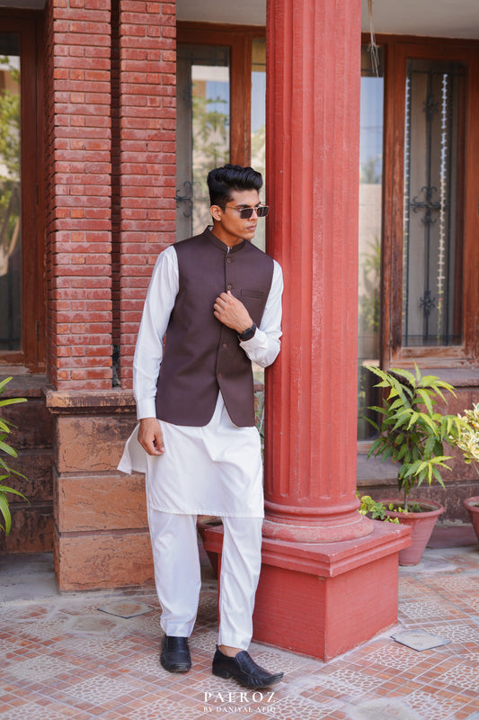 CHOCOLATE BROWN PLAIN WAIST COAT