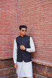 Black Plain Waistcoat in Suiting Fabric