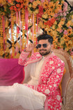 Royal Pink Embroidered Prince Coat Set – Wedding & Mehndi Wear
