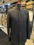 Black Prince Coat with Square Mirror Work – Festive & Contemporary Elegance