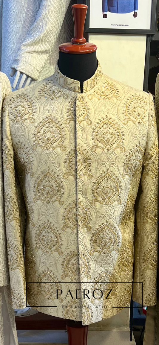 Fone Prince Coat – Handcrafted Front Work | Soft Bukram, Premium Fabric