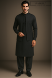 Charcoal Grey Kurta Pajama with Matching Waistcoat – 3-Piece Premium Formal Set for Men