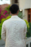 IVORY EMBROIDERED SHERWANI STYLE KURTA WITH POTLI BUTTONS