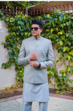 Light Grey Plain Prince coat in Suiting Fabric