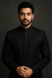 Timeless Black Plain Sherwani – Premium Classic Edition