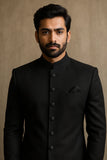 Timeless Black Plain Sherwani – Premium Classic Edition