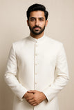 Off-White Plain Sherwani – Elegance in Simplicity