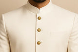 Off-White Plain Sherwani – Elegance in Simplicity