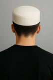 Off-White Plain Namaz Cap – Premium Suiting Fabric Prayer Topi