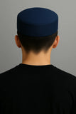 Navy Blue Plain Namaz Cap – Premium Suiting Fabric Prayer Topi