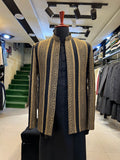 Black Front-Open Prince Coat with Mysuri Embroidery – Elegant Parallel Design