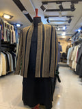 Black Front-Open Prince Coat with Mysuri Embroidery – Elegant Parallel Design