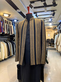 Black Front-Open Prince Coat with Mysuri Embroidery – Elegant Parallel Design