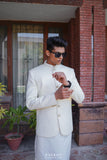 CREAM COLORED JACKARD PRINCE COAT