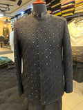 Black Prince Coat with Square Mirror Work – Festive & Contemporary Elegance