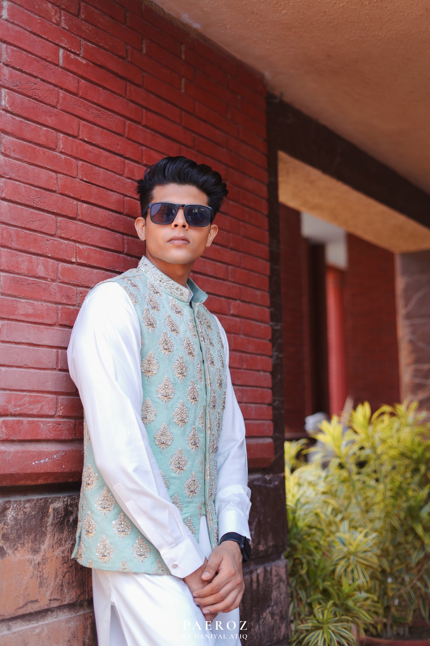 Mint GREEN Hand Embroidery WAISTCOAT( WEDDING SPECIAL )