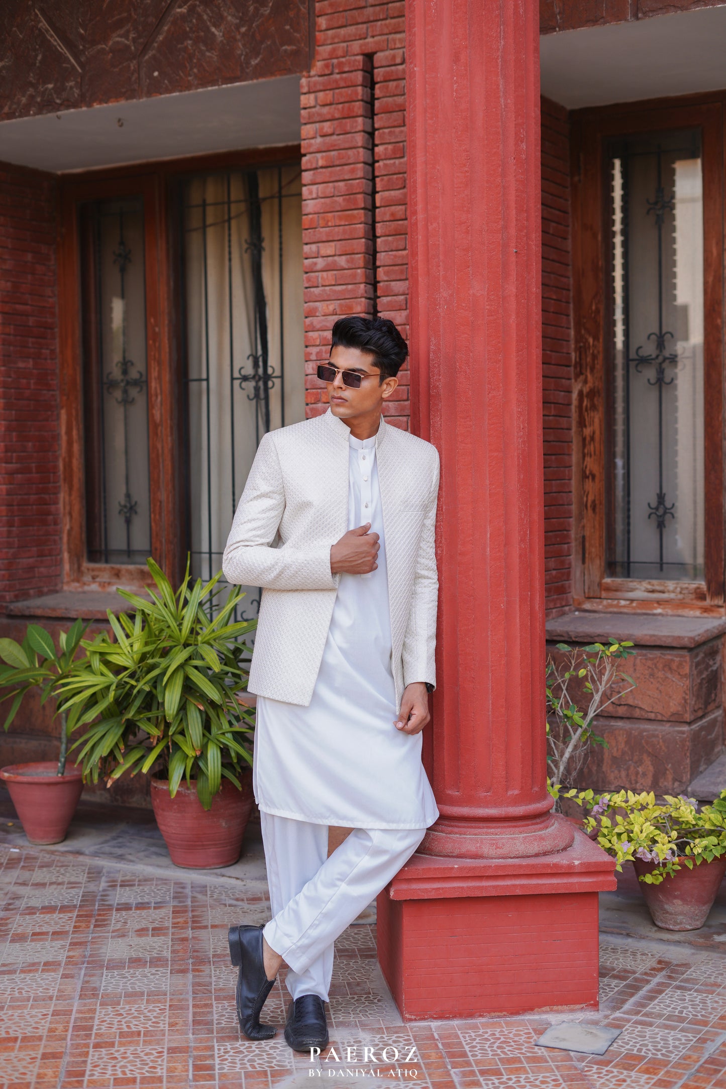 WHITE SITARA FRONT-OPEN DESIGNER PRINCE COAT