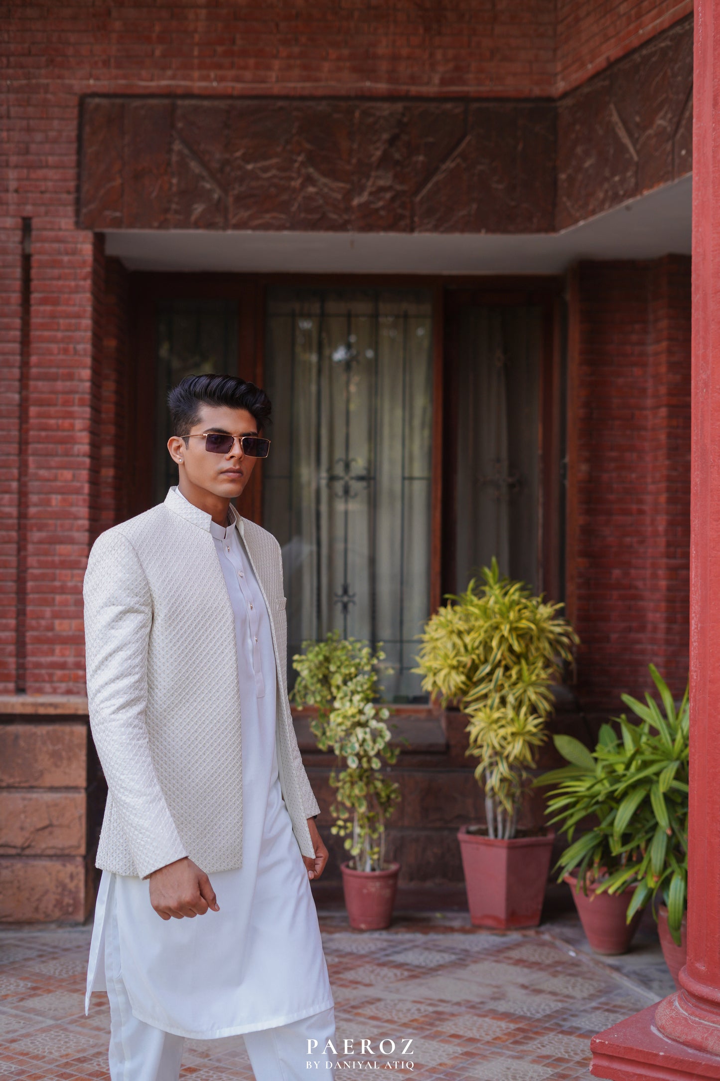 WHITE SITARA FRONT-OPEN DESIGNER PRINCE COAT