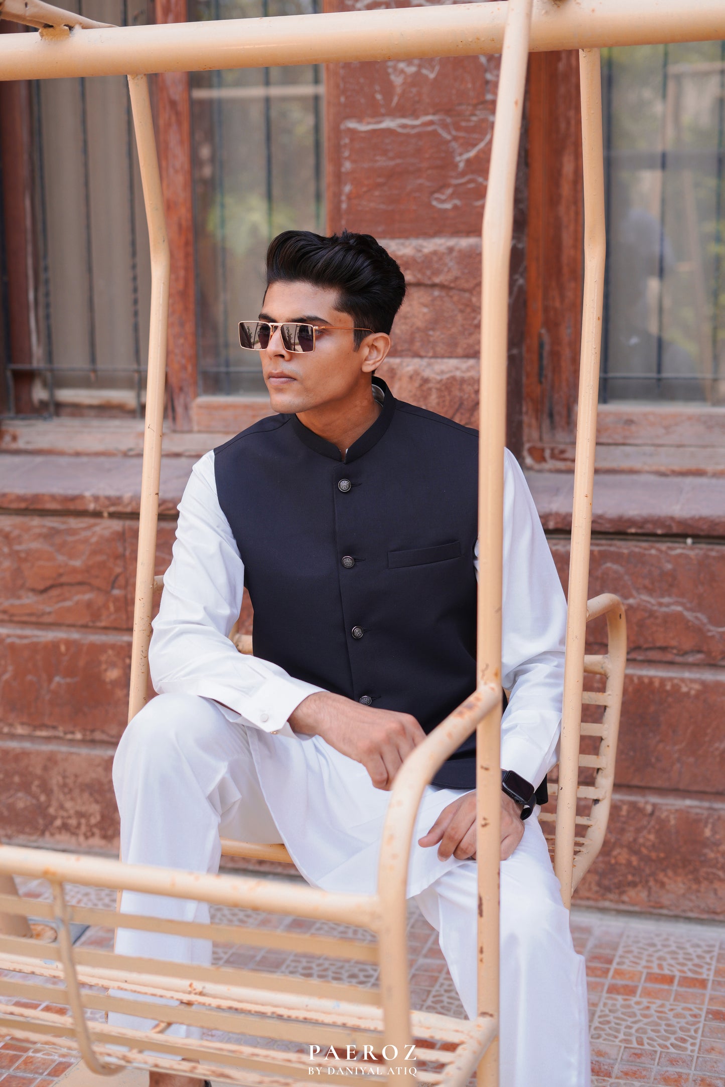 Black Plain Waistcoat in Suiting Fabric