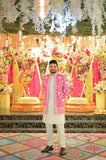 Royal Pink Embroidered Prince Coat Set – Wedding & Mehndi Wear