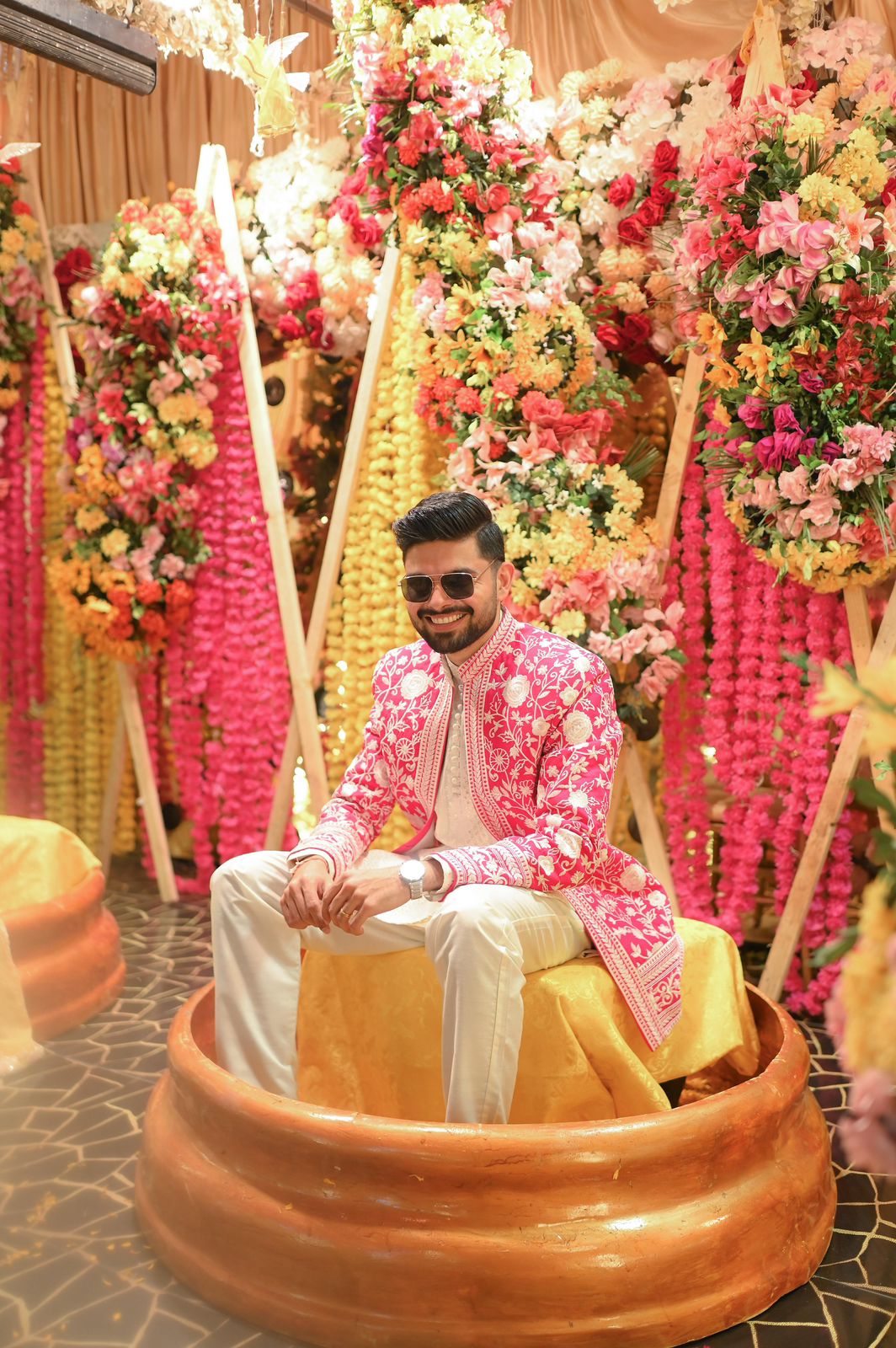 Royal Pink Embroidered Prince Coat Set – Wedding & Mehndi Wear