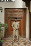 Golden Dark Hand-Work Sherwani – Royal Wedding Package
