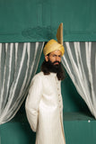Luxurious Off-White Sherwani with Intricate Embroidery and Sequin Work