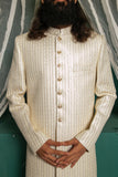 Luxurious Off-White Sherwani with Intricate Embroidery and Sequin Work