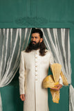 Luxurious Off-White Sherwani with Intricate Embroidery and Sequin Work