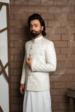 Elegant White Prince Coat with Intricate Embroidery