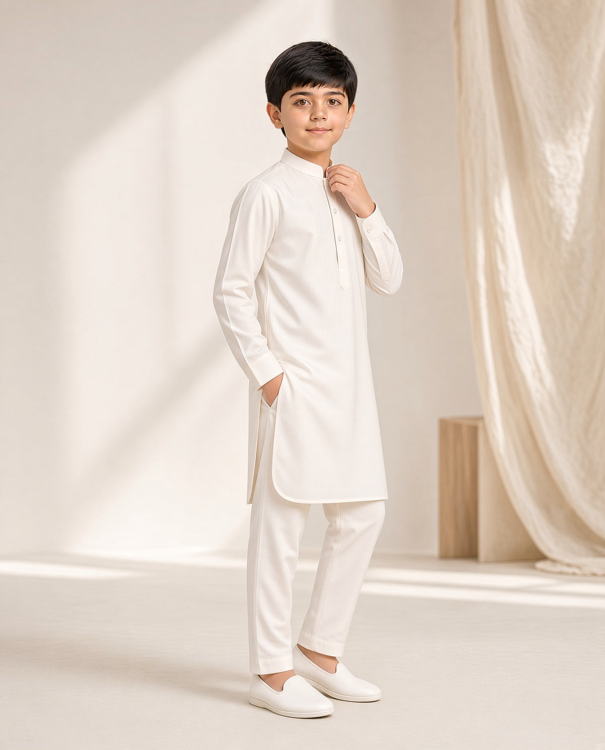 Offwhite Kurta Pajama — Kids