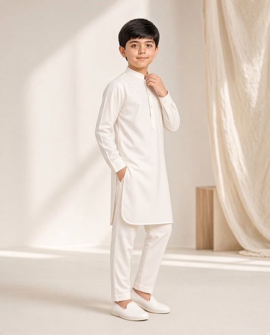 Offwhite Kurta Pajama — Kids